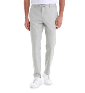 Gri Dinamik Fit Desenli Yandan Cepli Keten Jogger Pantolon