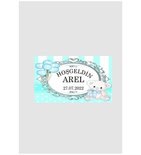 Hoşgeldin Bebek Yapışkanlı Sticker Etiket (Erkek için) 5x4 Cm 56 Adet