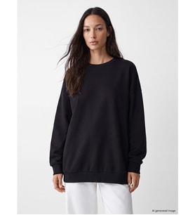 LC WAIKIKI Siyah Soft Touch Oversize Kadın Sweatshirt