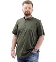Mode XL Buyuk Beden Erkek Kısa Kol Hakim Yaka 20387 Haki