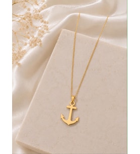 Kişiye Özel 925 Ayar Gümüş Çapa Model Kolye (Gold)