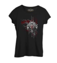 World of Warcraft - Horde Logo in Cahins Siyah Kadın Tshirt
