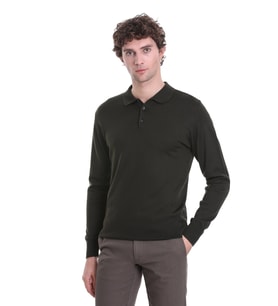 Hatemoğlu Haki Regular Fit Düz Polo Yaka Triko Kazak