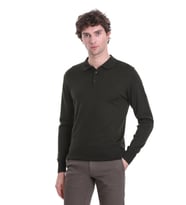 Hatemoğlu Haki Regular Fit Düz Polo Yaka Triko Kazak