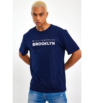 Erkek Bisiklet Yaka Willams.Brooklyn Baskılı Tshirt SPR25TS31 (Lacivert)