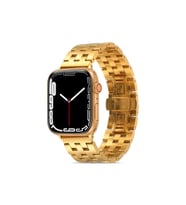 Apple Watch 7 41mm Uyumlu Kordon Metal Geçmeli Paslanmaz KRD-20 Kayış (Gold)