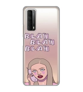 Huawei P Smart 2021 Uyumlu Blah Blah Blah Mean Girls Desenli Şeffaf Telefon Kılıfı