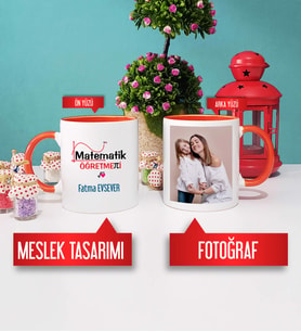 Matematik Öğretmeni Kupa Bardak Turuncu Fotoğraflı