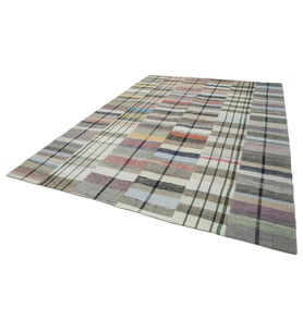 Gri Kilim Bohem Stil Geometrik Desenli Yün Pamuk Salon Kilimi El Dokuma Koridor Yatak Odası