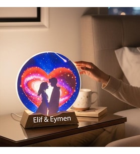 Kişiye Özel Sevgiliye Özel Romantik Çift Tasarımlı Dekoratif Masa Lambası