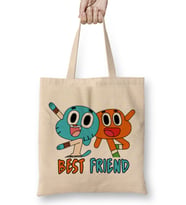 Gumball & Darwin Baskılı Sevimli Best Friends Bez Çanta Uzun Saplı