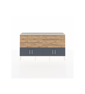 Arges Konsol Tek Raflı 6 Çekmeceli 4 Kapaklı 176x30x99 Aytaşı-Antrasit/Çam