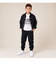 Erkek Çocuk Los Angeles Yazılı Gabardin 3'lü Takım - SİYAH / 5-6 YAŞ