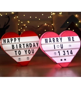 Lightbox Kalpli Işıklı Mesaj Panosu Kalp Şeklinde Light Box