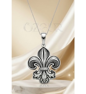 925 Ayar Gümüş İsimli Fleur De Lis Zambak Kolye