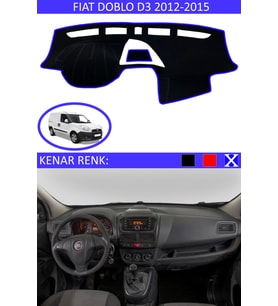 Fiat Doblo D3 2012-2015 İçin Uygun Torpido Koruma Halısı Siyah Kenar Renk Mavi