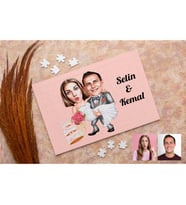 Gelin Damat Pastalı Karikatürlü Kişiye Özel Puzzle