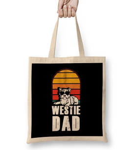 Retro Westie Dad West Highland Terrier Father Dogs Owner Bez Çanta Uzun Saplı