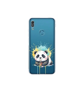 Huawei Y6 Pro 2019 ile Uyumlu Splash Panda Tasarımlı Şeffaf Silikon Kılıf