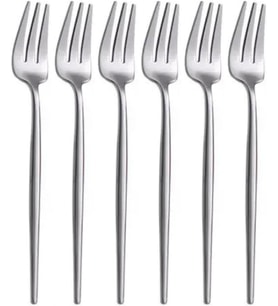 Lexroo Limon ve Fondü Çatalı Seti, Gümüş Renk, 6 Parça, Çelik, 13 cm