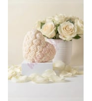 Mumelia Candles Gül Desenli Kalp - Doğal Soya Dekoratif Mum - Beyaz