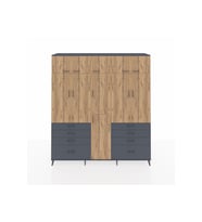 Hyperion Dolap 8 Raflı 8 Çekmeceli 3 Askılı 220x44x243 Antrasit-Çam/Antrasit