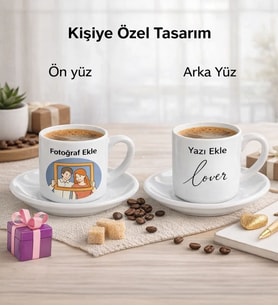 BK Gift Kişiye Özel Kendin Tasarla Türk Kahvesi Fincanı - Sevgiliye Hediye, Arkadaşa Hediye, Doğum Günü Hediyesi