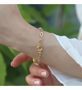 Trend Geçme Zincirli Gold Kaplama Hallow Bileklik
