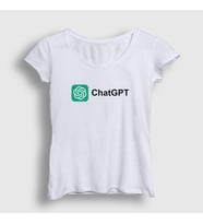 Presmono Kadın Beyaz Logo Ai Chatgpt Yapay Zeka T-Shirt 442417tt (Beyaz)