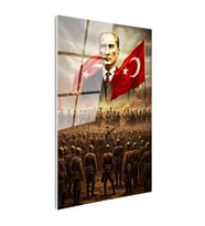 Tamperli Gerçek Cam Tablo Atatürk Kurtuluş Savaşı Ordu Bayrak Atatürk Tablosu Duvar Dekoru