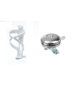 BİSİKLET SULUK KAFES KROM ZİL 2 li set (Beyaz)