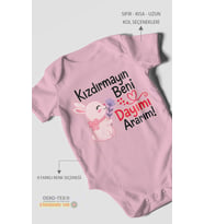 Kızdırmayın beni dayımı ararım Kısa Kollu Bebek Body %100 Pamuk