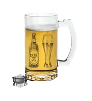 Bira Şişesi Baskılı Bira Bardağı - Bira Şişeli Bardak (Şeffaf)