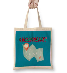 Funny Travel Gift design Lover-Trippin Wanderlust Journey Adventurer Vacation Bez Çanta Uzun Saplı