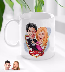 BK Gift Kişiye Özel İsimli Sevgililer Karikatürlü Beyaz Kupa Bardak-13