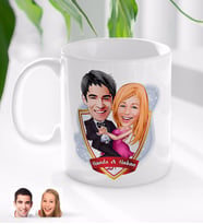 BK Gift Kişiye Özel İsimli Sevgililer Karikatürlü Beyaz Kupa Bardak-13