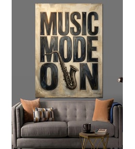 Müzik Modu Açık Yazılı Poster Dekoratif Kanvas - Mdf Ahşap Tablo