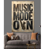 Müzik Modu Açık Yazılı Poster Dekoratif Kanvas - Mdf Ahşap Tablo
