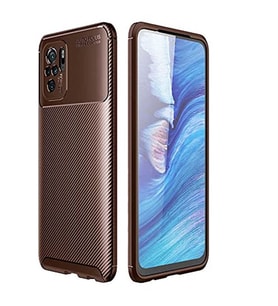 Coverzone Xiaomi Poco M5S ?le Uyumlu K?l?f Karbon Tasar?m, Parmak ?zi Yapmayan �zellik Ultra Slimfit Yap? Del�x Tpu Silikon DLX Poco M5S ?le Uyumlu K?l?f Kahverengi