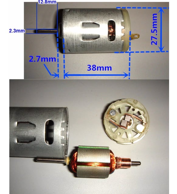 RS385 DC Motor 12-24V 8000 RPM Paslanmaz Yüksek Hızlı Çelik Dişli