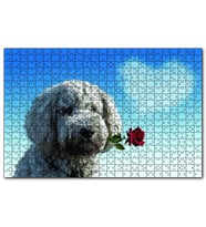 Cakapuzzle  Sevimli Köpek Gül Kalp Aşk 120 Parça Puzzle Yapboz MDF (Ahşap)