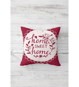 Home Sweet Home Vintage Çift Tarafı Baskılı Gizli Fermuar Yastık Kılıfı Kırlent Koltuk Yastık Kılıfı (Gül Kurusu)