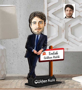 Kişiye Özel 2 Katmanlı Emlakcı Erkek  Ahşap Biblo-2