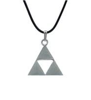 The Legend Of Zelda - Üçgen Deri ip Kolye - Gümüş Kaplama - Kadın Erkek Kolye - No:780