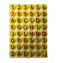 Mg Moto Sayı ve Alfabe Sarı Renk A4 Sticker 