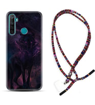 Realme 5i 5 Pro 6i 7 Pro 8 Kılıf Boyun Asklı Rasta Silikon Black Purple Wolf 1791