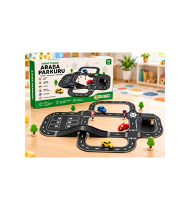 Ahşap Puzzle Araba Parkuru Eğitici Yol Yapboz Oyunu 3+
