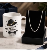 BK Gift Kişiye Özel Babalar Günü Tasarımlı Beyaz Kupa & Kral Zincir Kolye -4, Babalar Günü Hediyesi