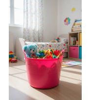 Neon Pembe, Esnek Plastik Kova – 20 Litre, Temizli Kovası, Esneyebilen Oyuncak ve Çamaşır Sepeti