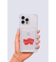 iPhone 15 Pro Max Kartlıklı Pozitif Enerji Desenli Kılıf - GLST4364-2505